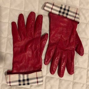 Burberry Women’s Red Leather Gloves